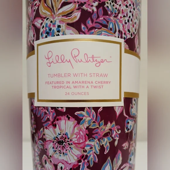 NWT Lilly Pulitzer Floral Tumbler With Straw - Picture 2 of 12